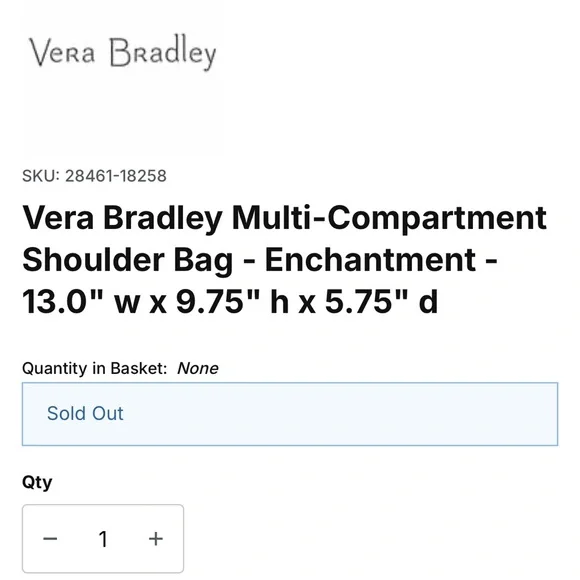 Vera Bradley Enchantment multi compartment shoulder bag EUC - Picture 13 of 13